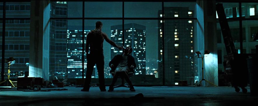 A cinematic night scene overlooking the city